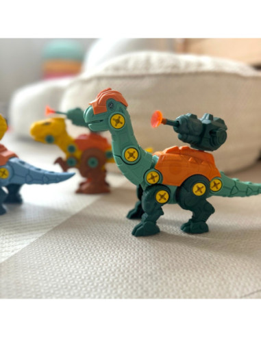 WOOPIE Zestaw Dinozaury do Skręcania 3 szt. Zestaw Konstrukcyjny w Pudełku + Wiertarka i Śrubokręt