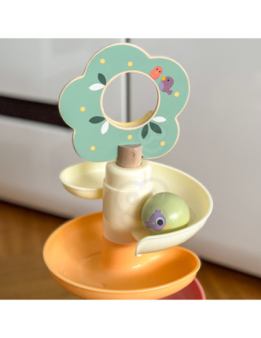 Tooky Toy Drewniany Muzyczny Tor Kulkowy Kulodrom 44 el. Pastelowe