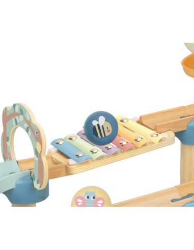 Tooky Toy Drewniany Muzyczny Tor Kulkowy Kulodrom 44 el. Pastelowe