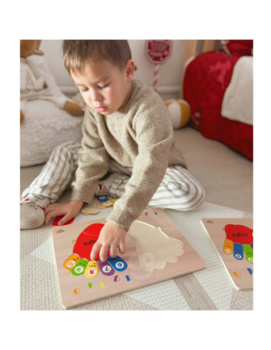 TOOKY TOY Edukacyjna Drewniana Układanka Dłonie i Stopy Nauka Liczenia i Kolorów