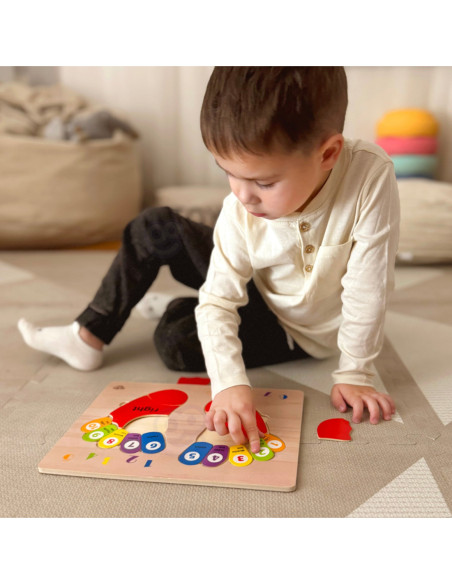 TOOKY TOY Edukacyjna Drewniana Układanka Dłonie i Stopy Nauka Liczenia i Kolorów