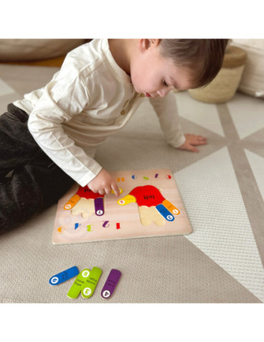 TOOKY TOY Edukacyjna Drewniana Układanka Dłonie i Stopy Nauka Liczenia i Kolorów