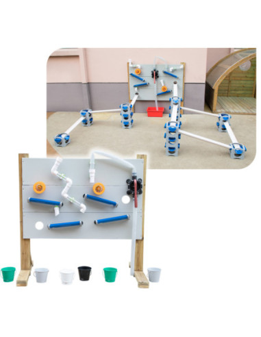 CLASSIC WORLD EDU Drewniany Zestaw do Wodnego Placu Zabaw  Stojak + Akcesoria przewodzące wodę  i piasek
