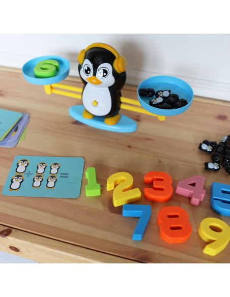 WOOPIE Waga Równoważnia Szalkowa Nauka Liczenia Pingwin 10 szt.