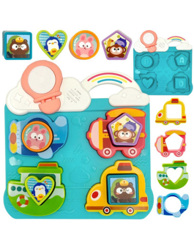 WOOPIE BABY Interaktywna Układanka Dopasuj Pojazdy i Zwierzątka Niebieska