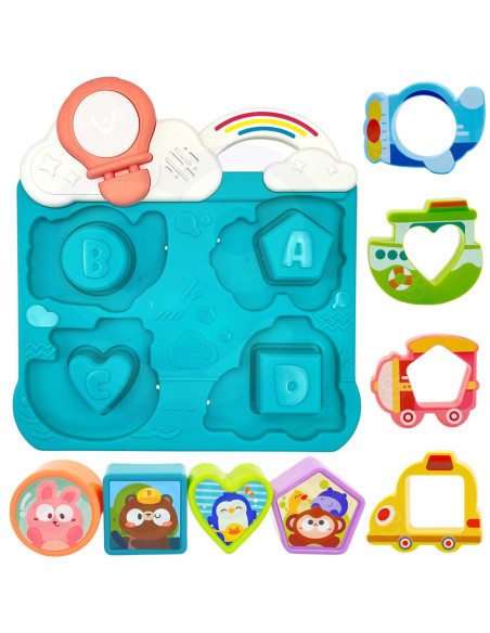 WOOPIE BABY Interaktywna Układanka Dopasuj Pojazdy i Zwierzątka Niebieska