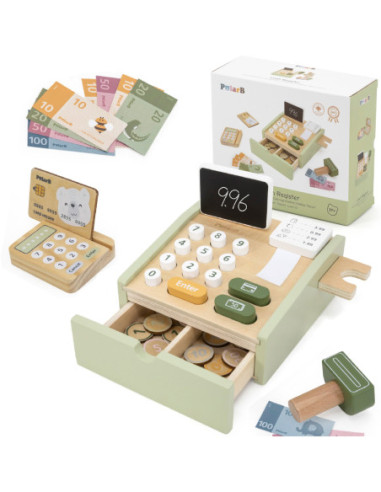 VIGA PolarB Drewniana Kasa Sklepowa Zielona