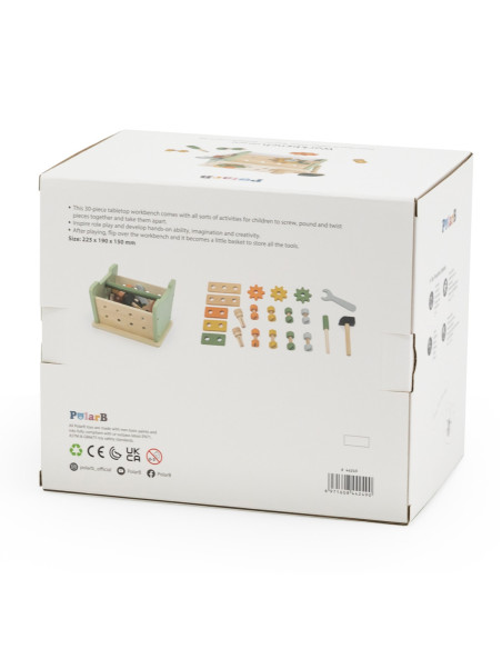 VIGA PolarB Mini Warsztat 2w1 Skrzynka z Narzędziami Zestaw Drewniany