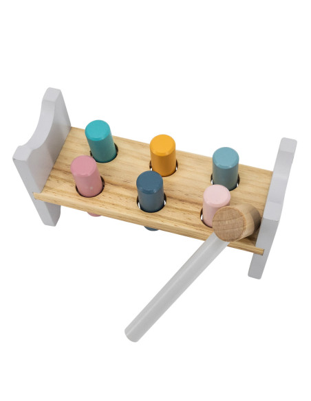 VIGA PolarB Zestaw Drewniana Piramidka + Przebijanka z Młoteczkiem Miś Polarny Montessori