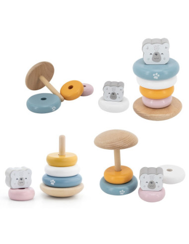 VIGA PolarB Zestaw Drewniana Piramidka + Przebijanka z Młoteczkiem Miś Polarny Montessori