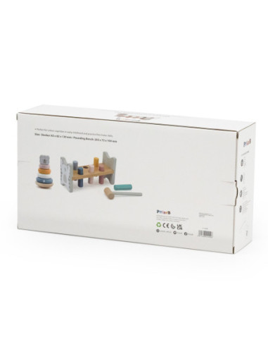 VIGA PolarB Zestaw Drewniana Piramidka + Przebijanka z Młoteczkiem Miś Polarny Montessori