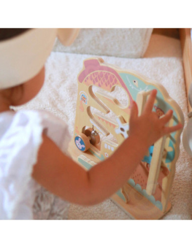 TOOKY TOY Labirynt Tablica Edukacyjna Tor 2w1 Labirynt Drewniany