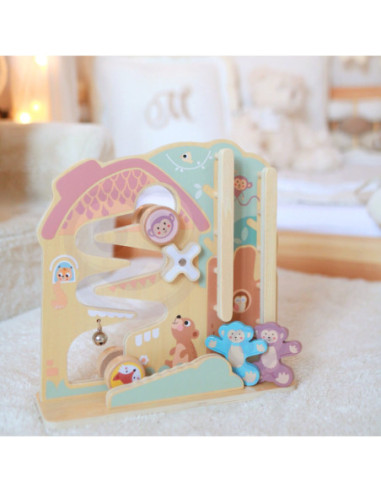 TOOKY TOY Labirynt Tablica Edukacyjna Tor 2w1 Labirynt Drewniany