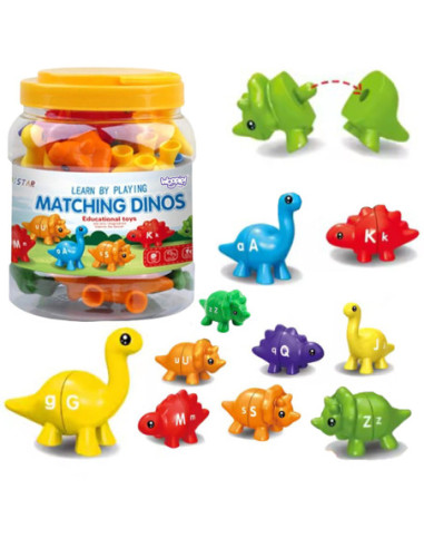 WOOPIE Zestaw Edukacyjnych Dinozaurów "Dopasuj Literki" 13 el.