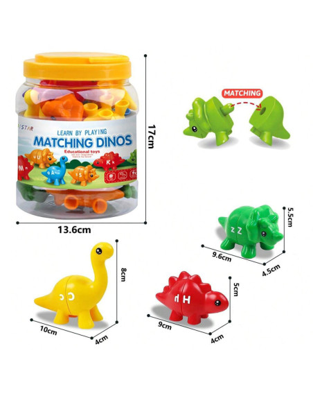 WOOPIE Zestaw Edukacyjnych Dinozaurów "Dopasuj Literki" 13 el.
