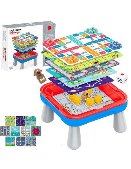 WOOPIE Stolik Gier Planszowych Logicznych 65 el. Zestaw 10w1