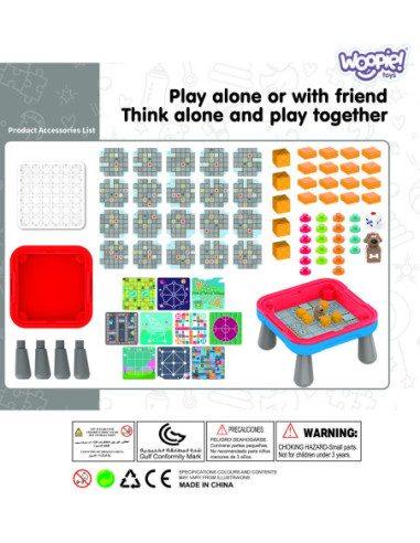 WOOPIE Stolik Gier Planszowych Logicznych 65 el. Zestaw 10w1