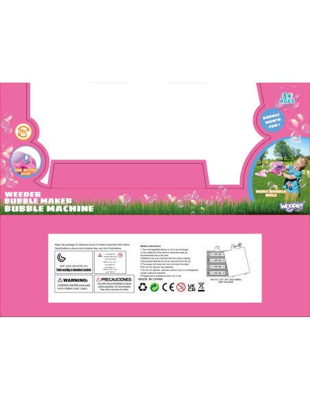 WOOPIE Maszyna do Robienia Baniek Mydlanych Kosiarka Różowa