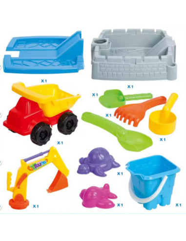 WOOPIE Przenośna Piaskownica Zamek + 9 akc.