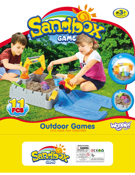 WOOPIE Przenośna Piaskownica Zamek + 9 akc.