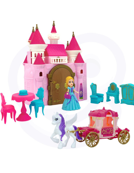 WOOPIE Interaktywny Magiczny Pałac Zestaw Księżniczka + Kareta i Akcesoria