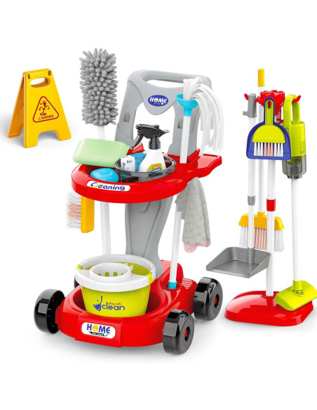 WOOPIE Zestaw do Sprzątania XXL Wózek 3w1 29 el. Czerwony