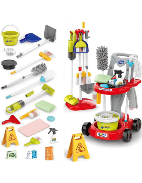 WOOPIE Zestaw do Sprzątania XXL Wózek 3w1 29 el. Czerwony