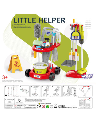 WOOPIE Zestaw do Sprzątania XXL Wózek 3w1 29 el. Czerwony