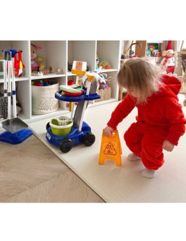 WOOPIE Zestaw do Sprzątania XXL Wózek 3w1 29 el. Niebieski