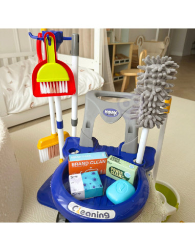 WOOPIE Zestaw do Sprzątania XXL Wózek 3w1 29 el. Niebieski