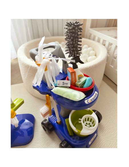 WOOPIE Zestaw do Sprzątania XXL Wózek 3w1 29 el. Niebieski