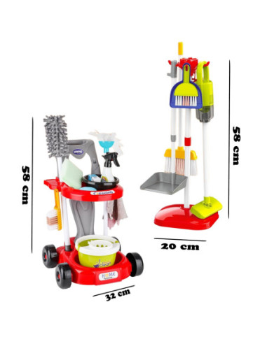 WOOPIE Zestaw do Sprzątania XXL Wózek 3w1 29 el. Niebieski