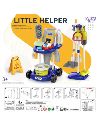 WOOPIE Zestaw do Sprzątania XXL Wózek 3w1 29 el. Niebieski