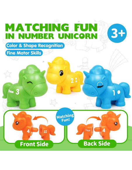 WOOPIE Zestaw Edukacyjnych jednorożców "Dopasuj Cyferki" 13 el.