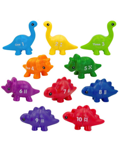 WOOPIE Zestaw Edukacyjnych Dinozaurów "Dopasuj Cyferki" 10 el.