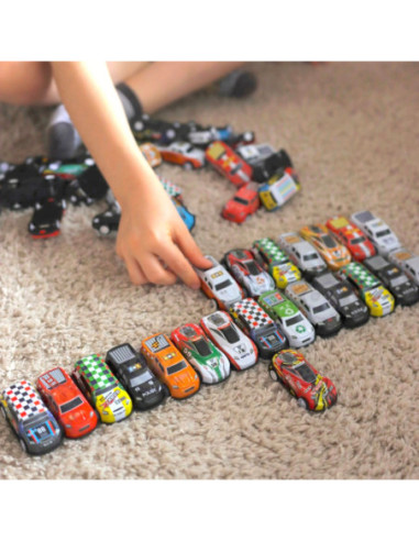 WOOPIE Zestaw Aut Wyścigowych  Autka w Pudełku 50 el. + Mapka