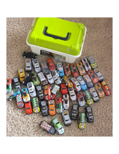 WOOPIE Zestaw Aut Wyścigowych  Autka w Pudełku 50 el. + Mapka