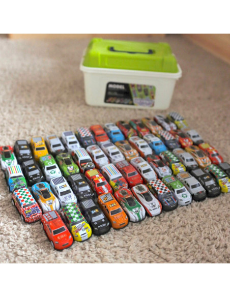 WOOPIE Zestaw Aut Wyścigowych  Autka w Pudełku 50 el. + Mapka