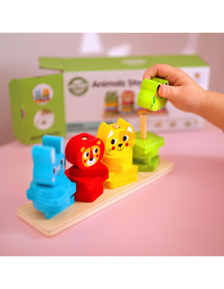 WOOPIE GREEN Układanka Montessori Zwierzątka na Stosie 27 el.