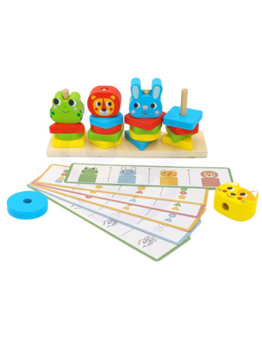 WOOPIE GREEN Układanka Montessori Zwierzątka na Stosie 27 el.