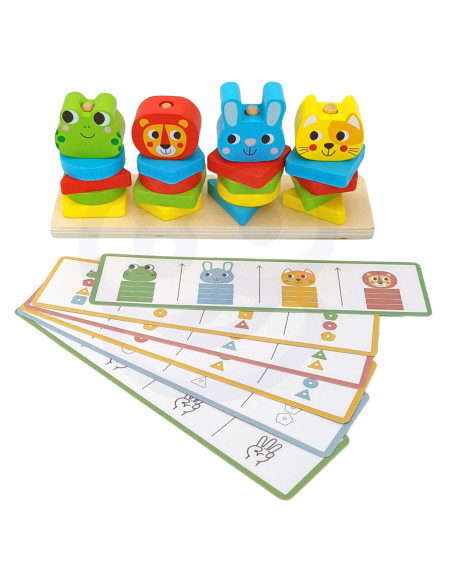 WOOPIE GREEN Układanka Montessori Zwierzątka na Stosie 27 el.