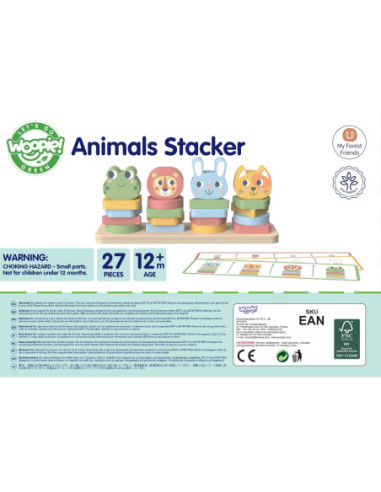 WOOPIE GREEN Układanka Montessori Zwierzątka na Stosie 27 el.