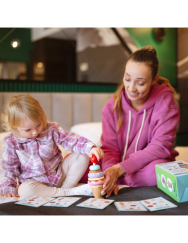 WOOPIE GREEN Lody Drewniane Układanka Cukiernik dla Dzieci 12 el.