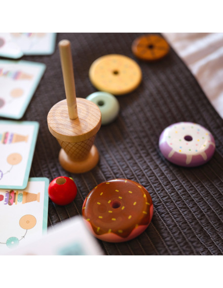 WOOPIE GREEN Lody Drewniane Układanka Cukiernik dla Dzieci 12 el.