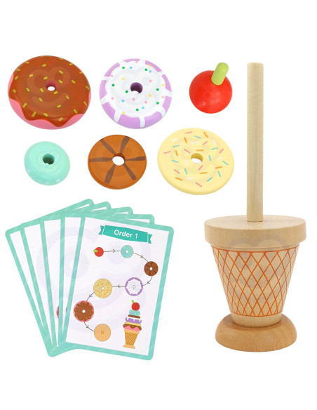 WOOPIE GREEN Lody Drewniane Układanka Cukiernik dla Dzieci 12 el.