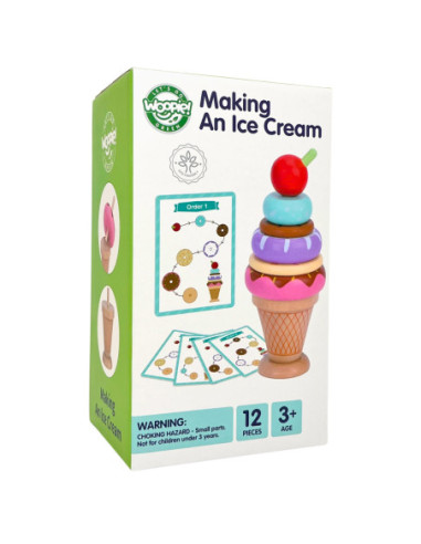 WOOPIE GREEN Lody Drewniane Układanka Cukiernik dla Dzieci 12 el.