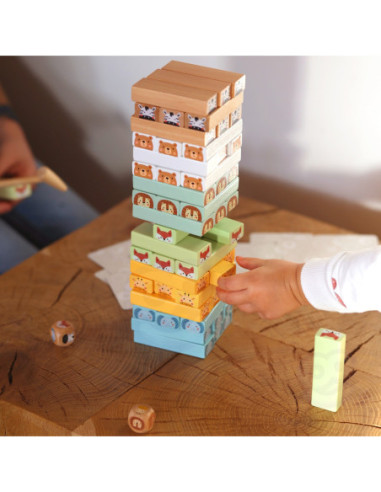 WOOPIE GREEN Gra Zręcznościowa "Chwiejąca Wieża" Zwierzęta 82 el.