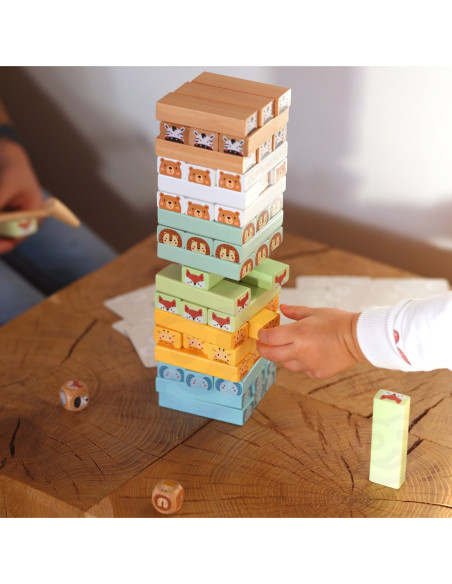 WOOPIE GREEN Gra Zręcznościowa "Chwiejąca Wieża" Zwierzęta 82 el.