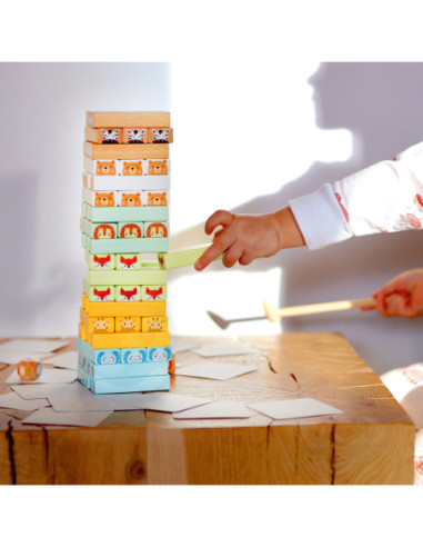 WOOPIE GREEN Gra Zręcznościowa "Chwiejąca Wieża" Zwierzęta 82 el.