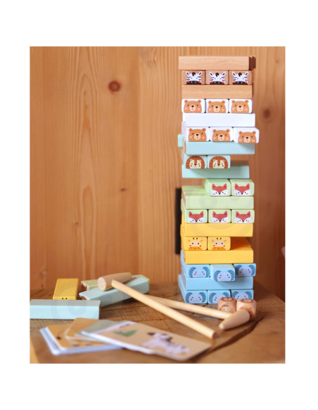 WOOPIE GREEN Gra Zręcznościowa "Chwiejąca Wieża" Zwierzęta 82 el.